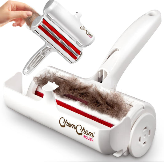 Pet Hair Remover and Reusable Lint Roller - Cat and Dog Hair Remover for Furniture, Couch, Carpet, Clothing and Bedding - Portable, Multi-Surface Fur Removal Tool (White)